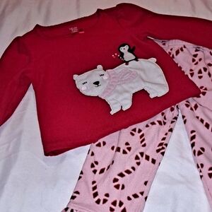Carters Christmas Pajamas 2Pc Polarbear Candycane Size 2T